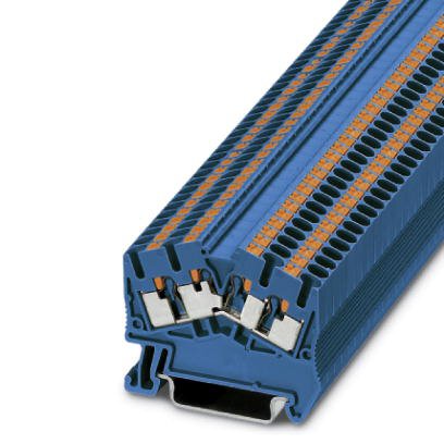 Phoenix Contact Multi-Conductor Terminal Block; PTS 2.5-QUATTRO BU; 20A; 600V; 1-Level; #26 - #12; Push-In Connection; Blue